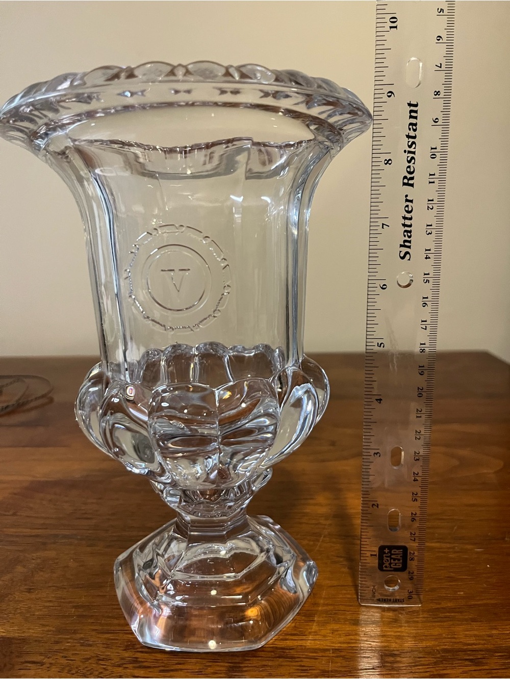 Vintage Val Saint Lambert Belgian Crystal Vase 9” Pedestal Clear Art Glass - Picture 5 of 7
